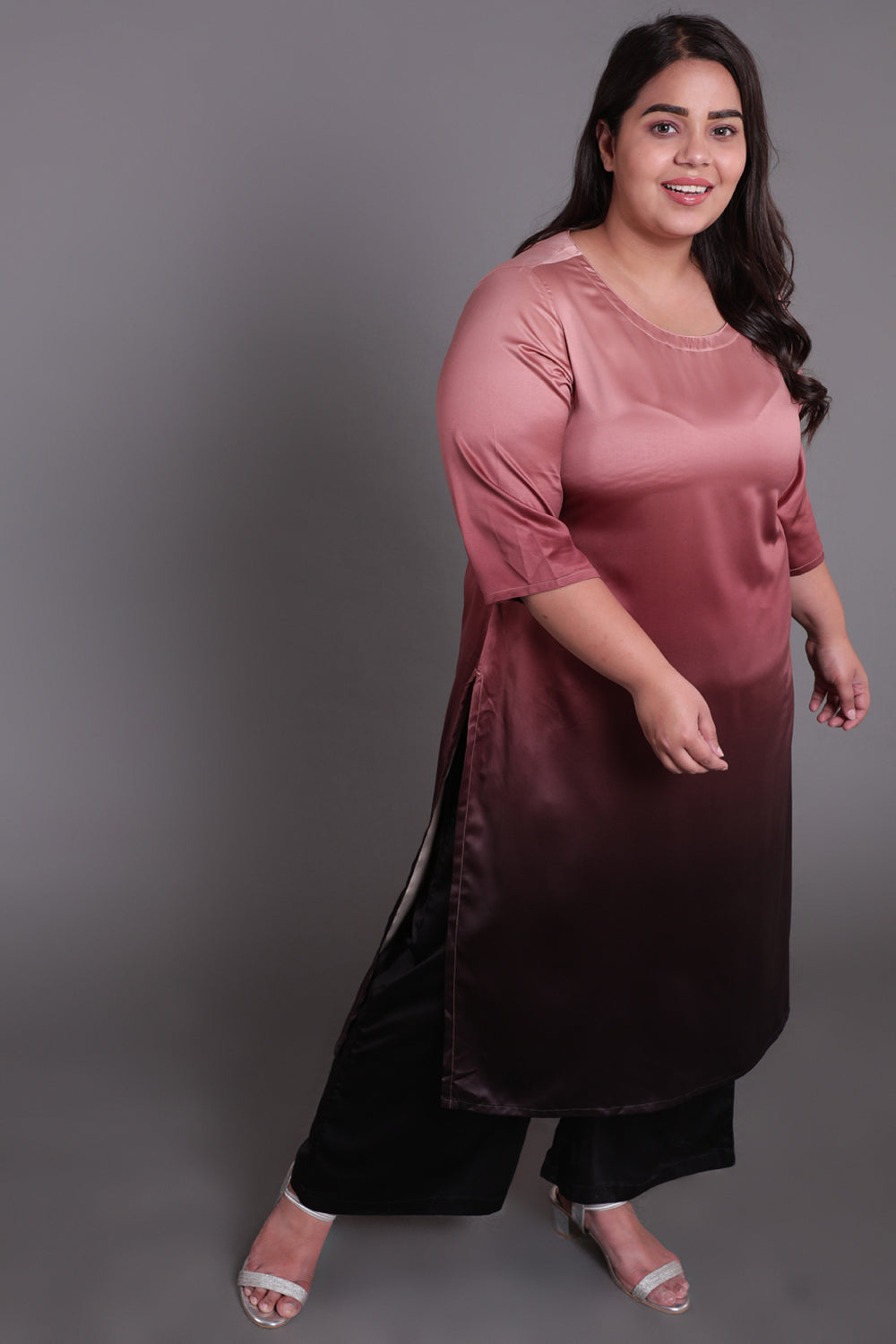 Rose Black Ombre Print Party Wear Kurti for Women