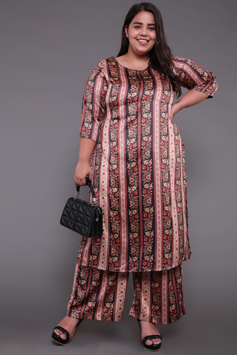 Beige Ethnic Printed Party Wear Kurti