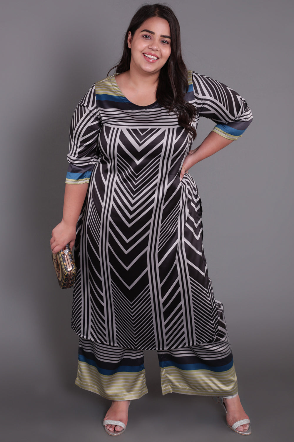 Monochrome Magic Party Wear Kurti