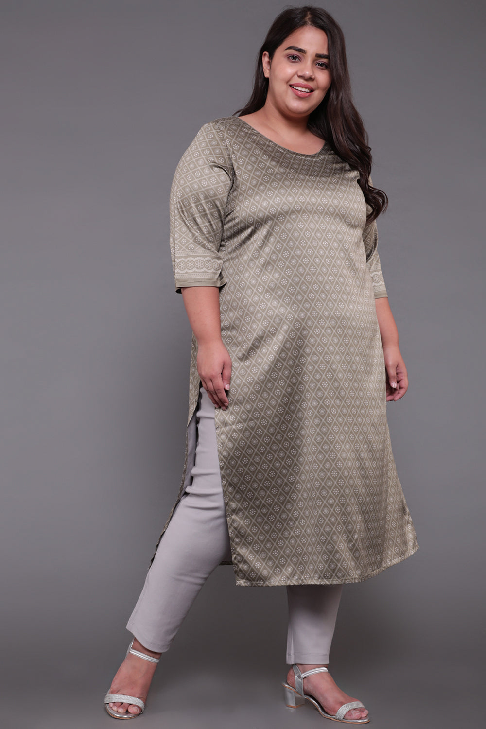 Luxe Green Ethnic Printed Party Wear Kurti