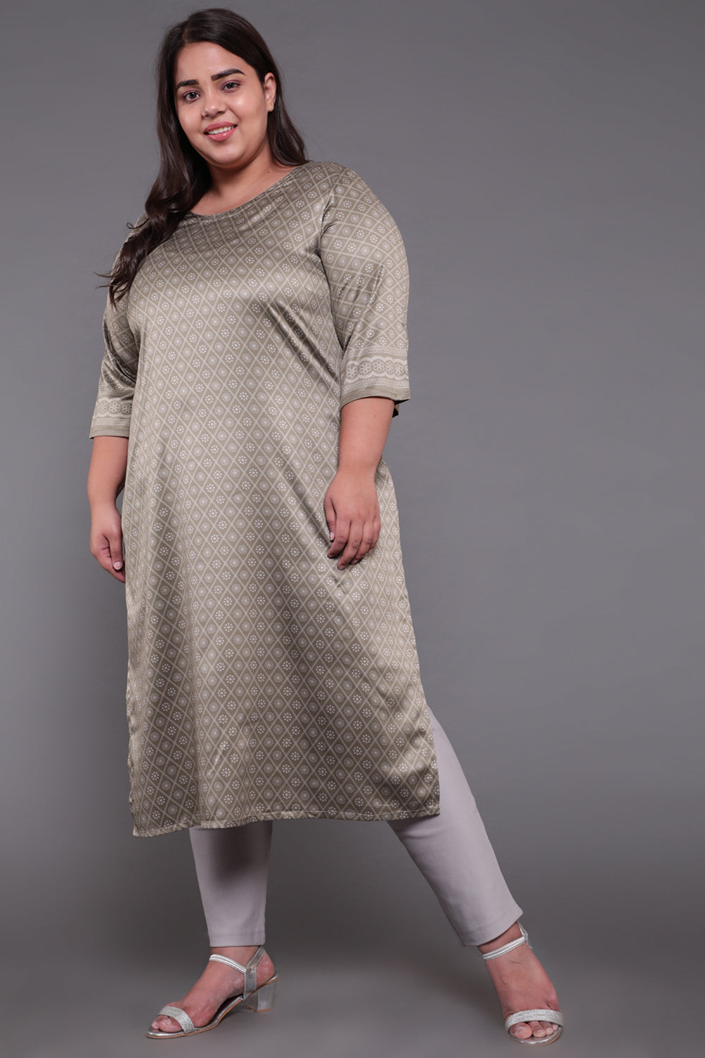 Luxe Green Ethnic Printed Party Wear Kurti
