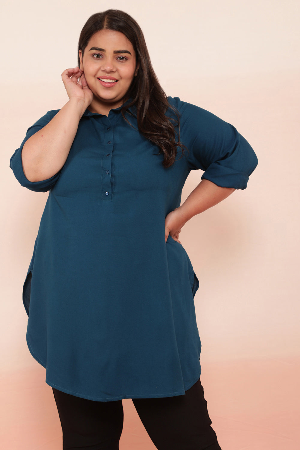 Comfortable Teal Longline Shirt