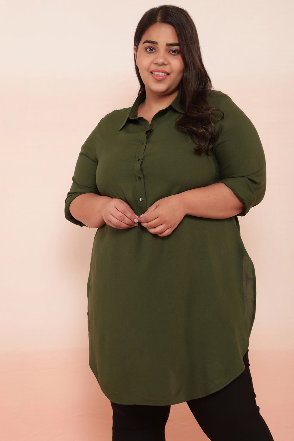 Buy Olive Longline Shirt