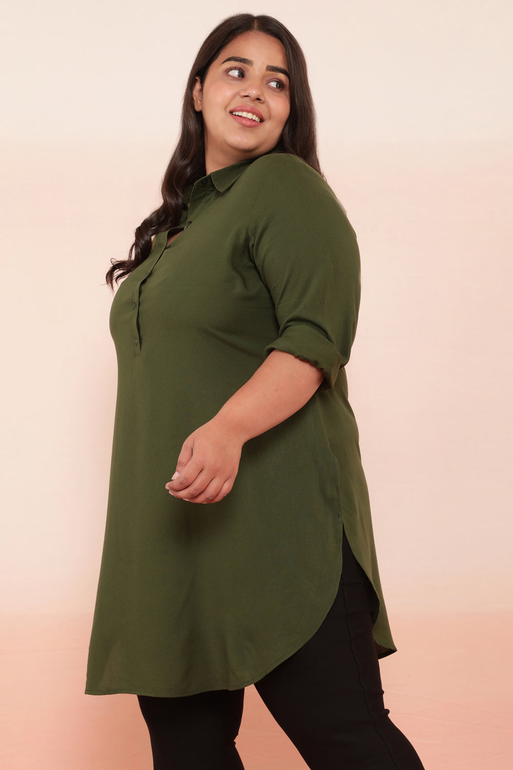 Olive Longline Shirt for Women