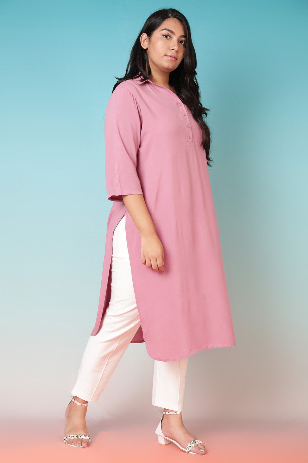 Plus Size Pink Kurta