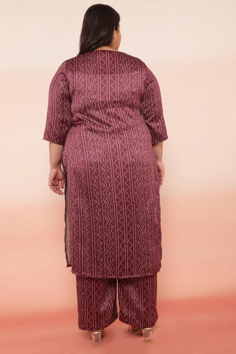 Purple Bandhej Inspired Party Wear Kurti