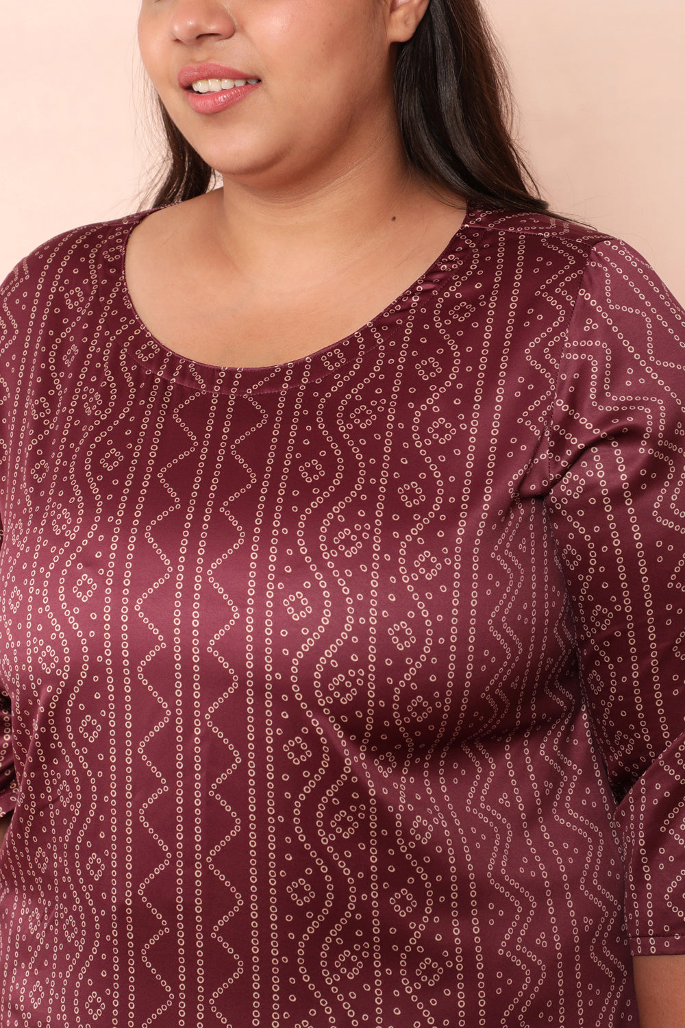 Purple Bandhej Inspired Party Wear Kurti