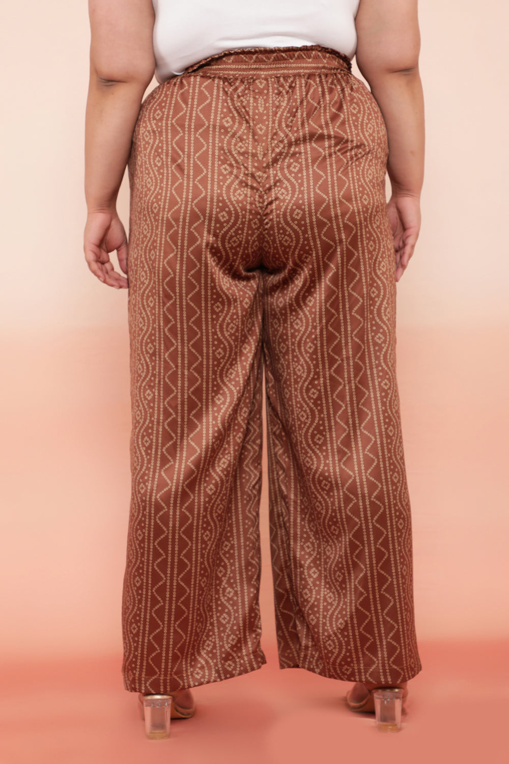 Bronze Bandhej Inspired High Waist Satin Pants