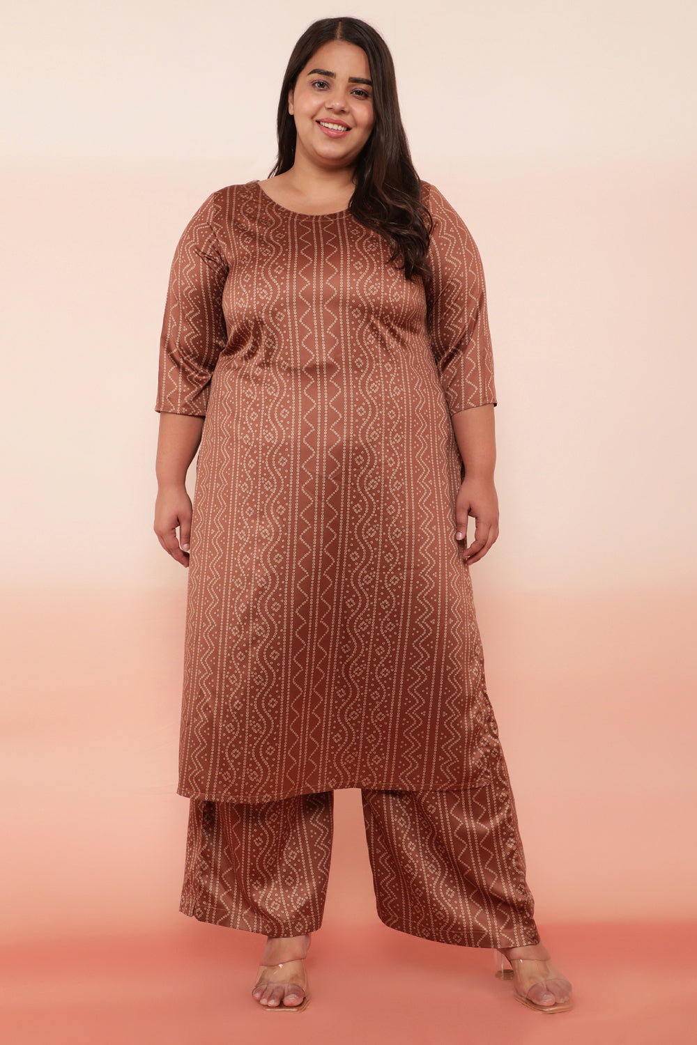 Bronze Bandhej Inspired High Waist Satin Pants