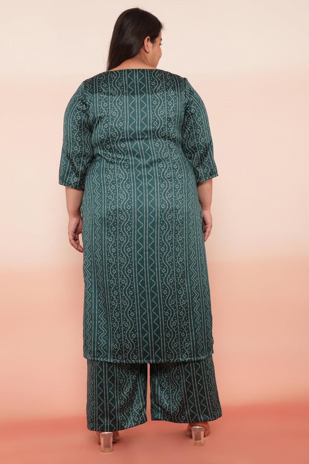 Green Bandhej Inspired Party Wear Kurti