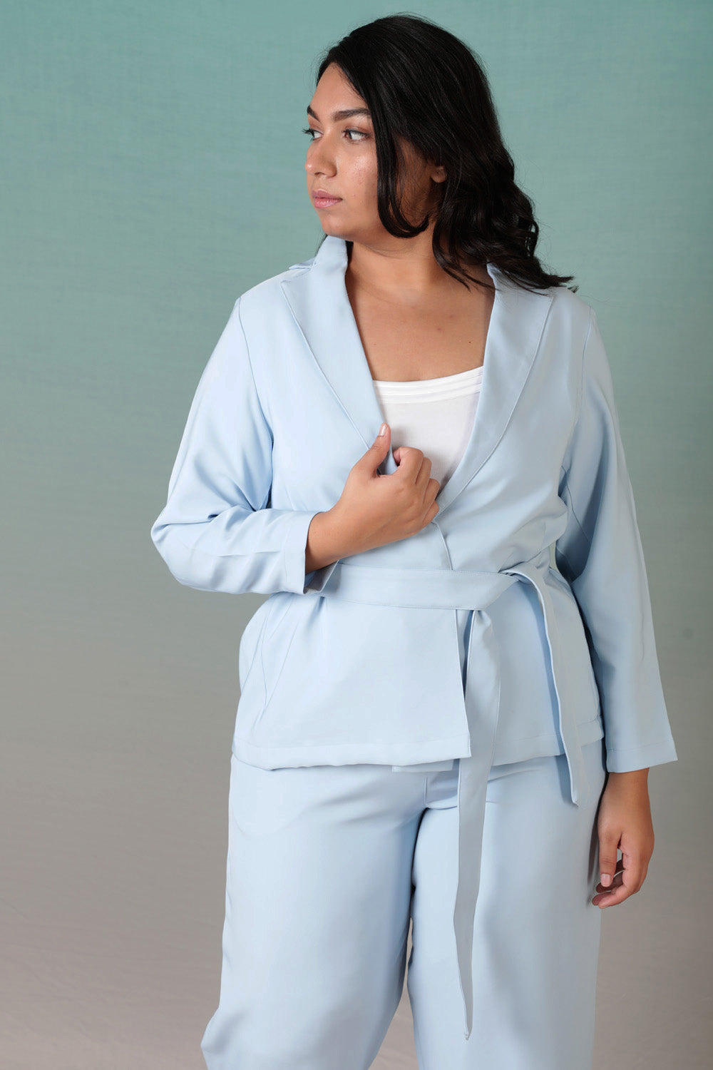 Plus Size Ice Blue Blazer