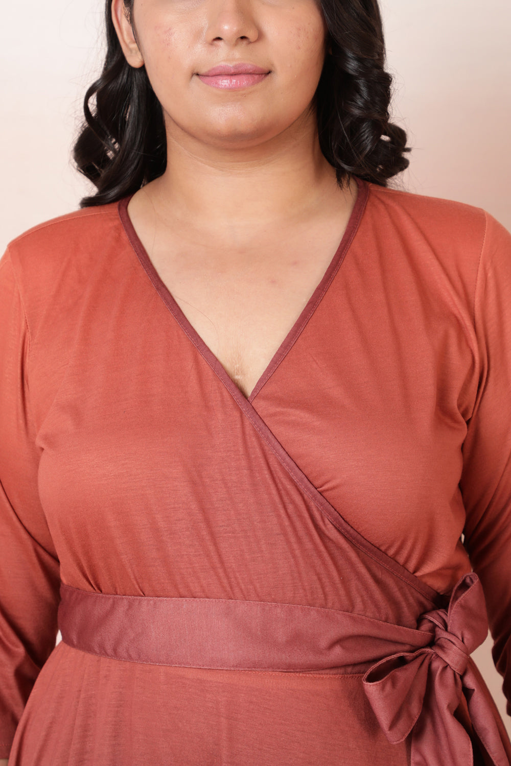 Rust Navy Ombre True Wrap Maxi Dress