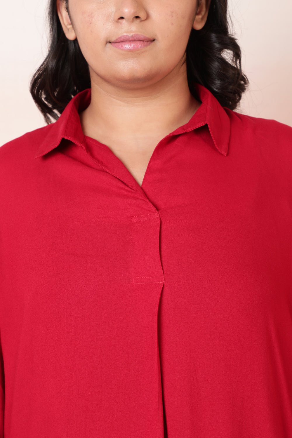 Red Centre Pleat Top