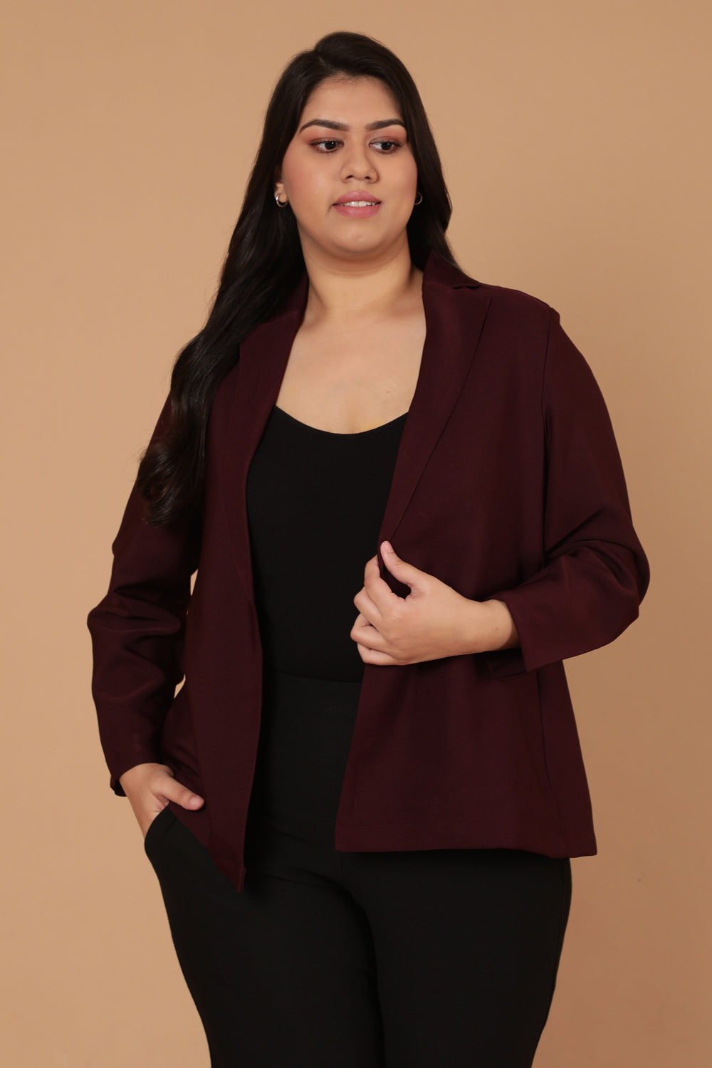 Plus Size Wine Essential Blazer