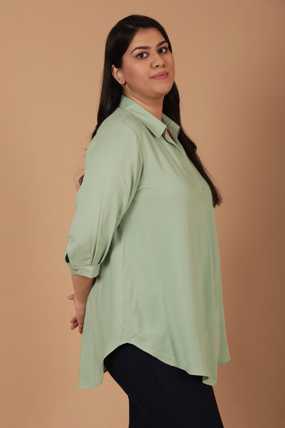 Plus Size Light Green Centre Pleat Top