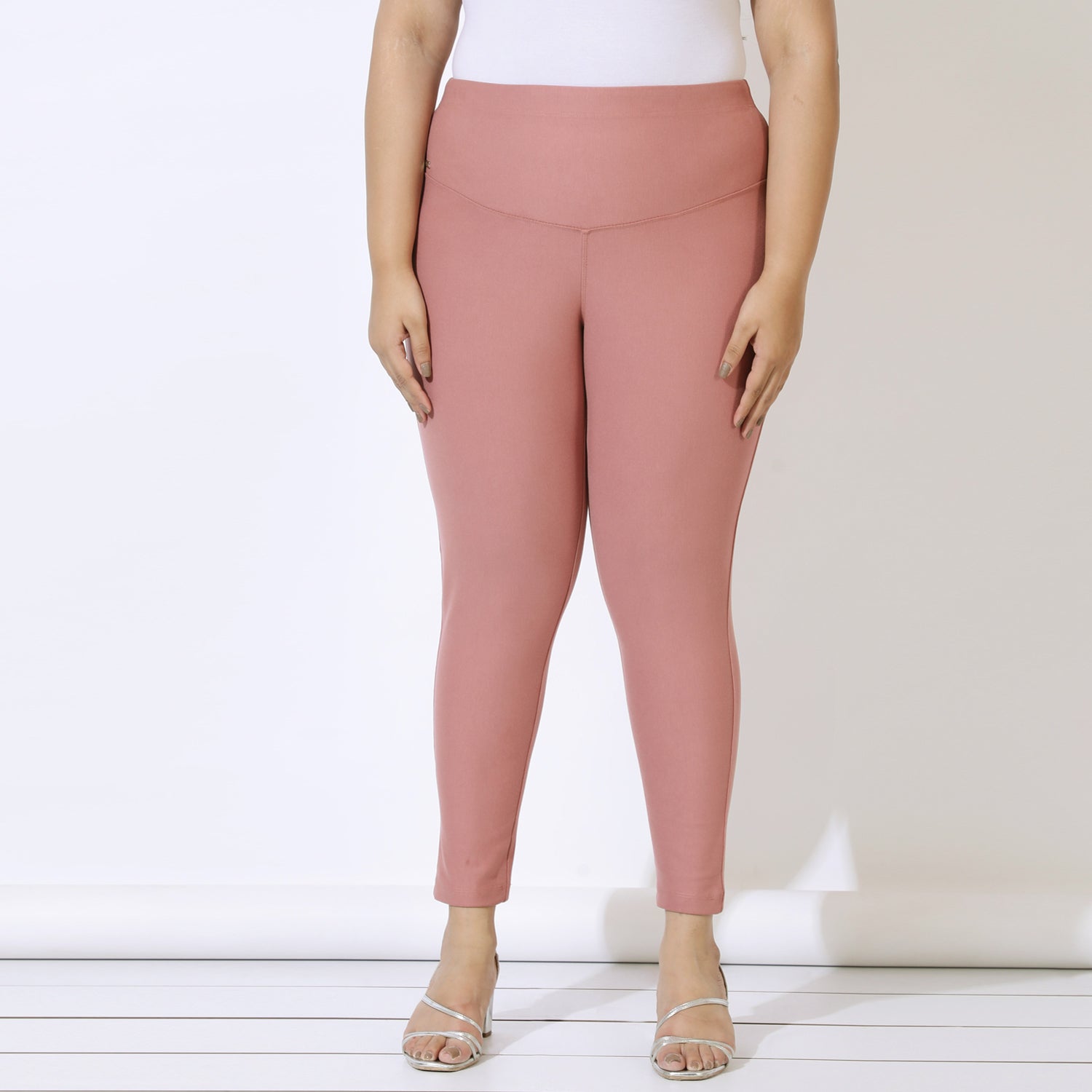 Plus Size Dusty Pink Tummy Tucker Jeggings