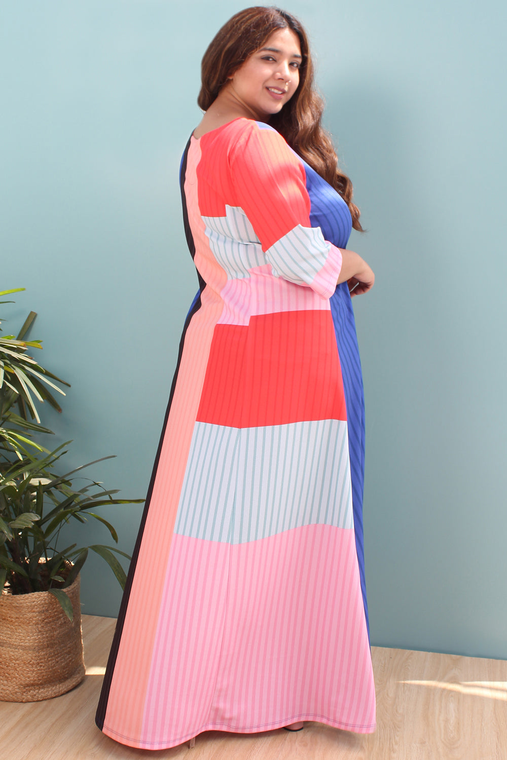 Comfortable Colour Block Long Dress