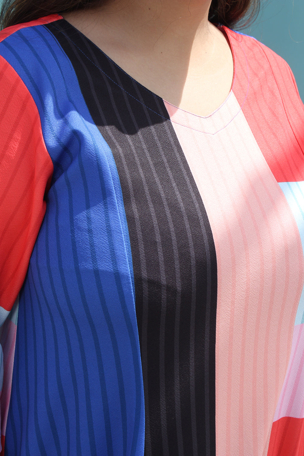 amydus colour block big size long dress