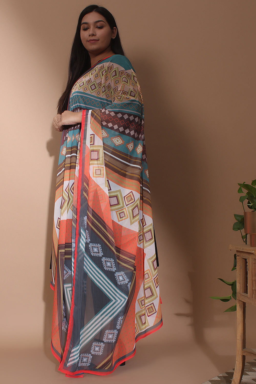 amydus color chevron plus size blended dupatta