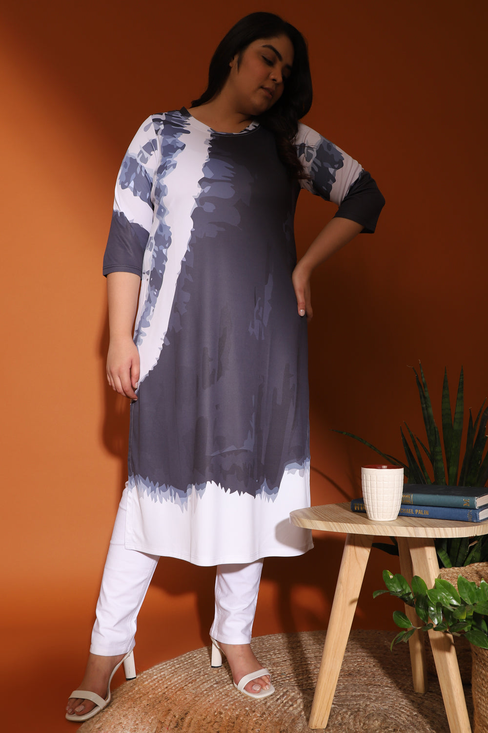 Buy Blue Placement Ombre Printed Kurti