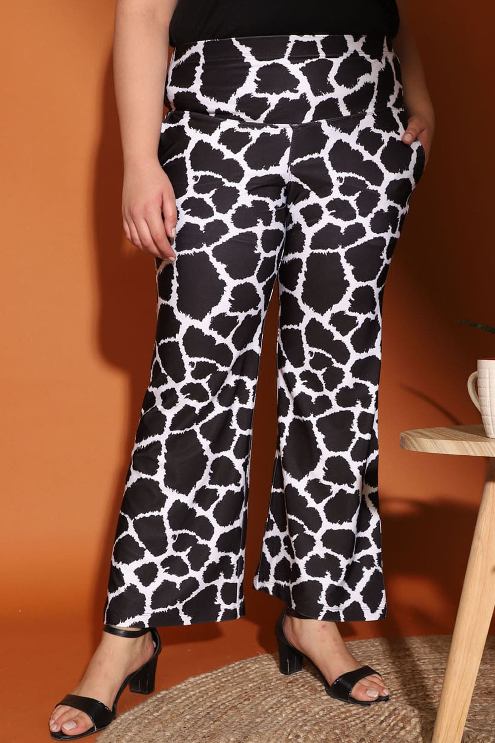 Monochrome Printed Flare Pants