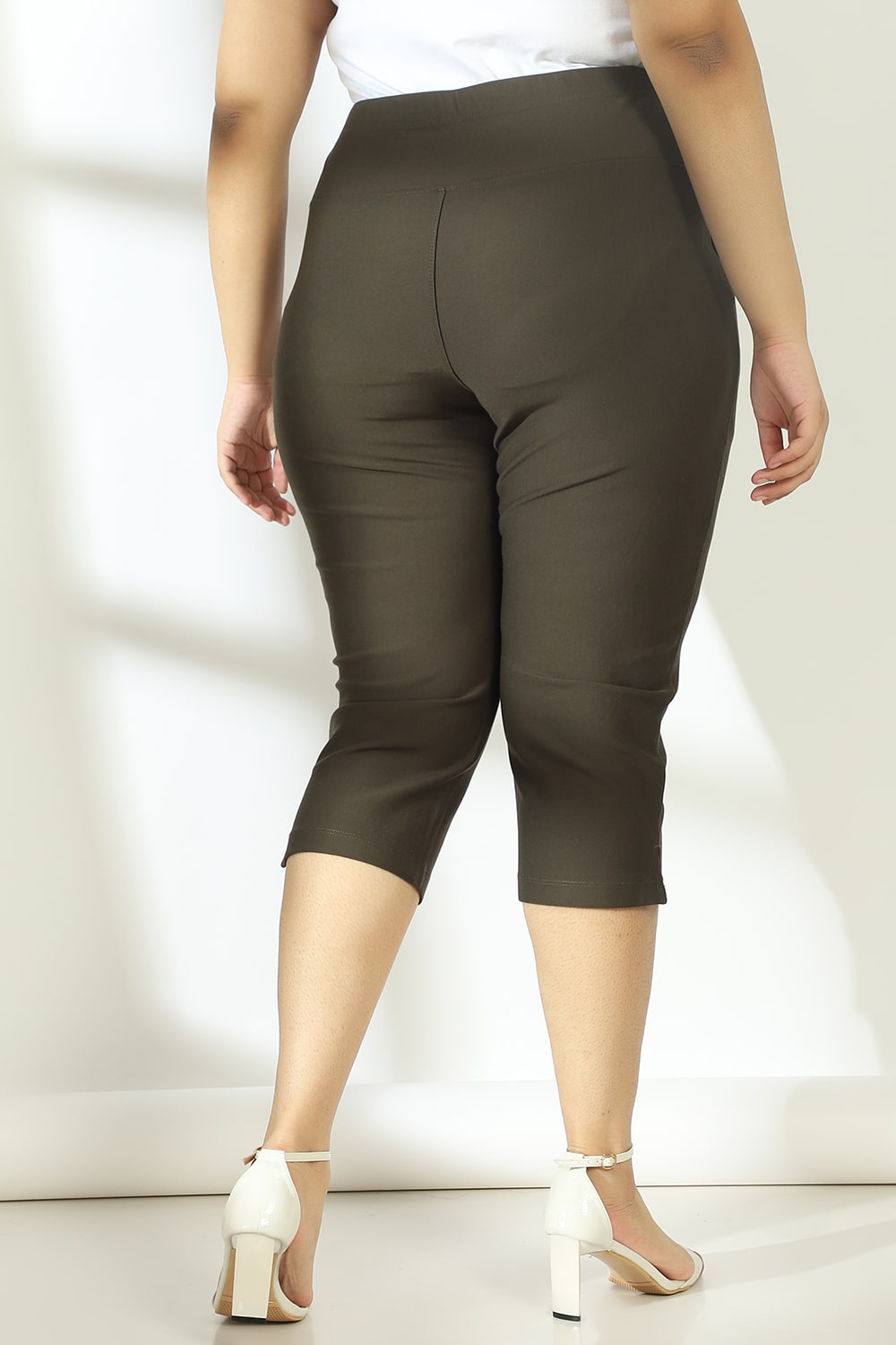 Comfortable Olive Tummy Tucker Crop Pants