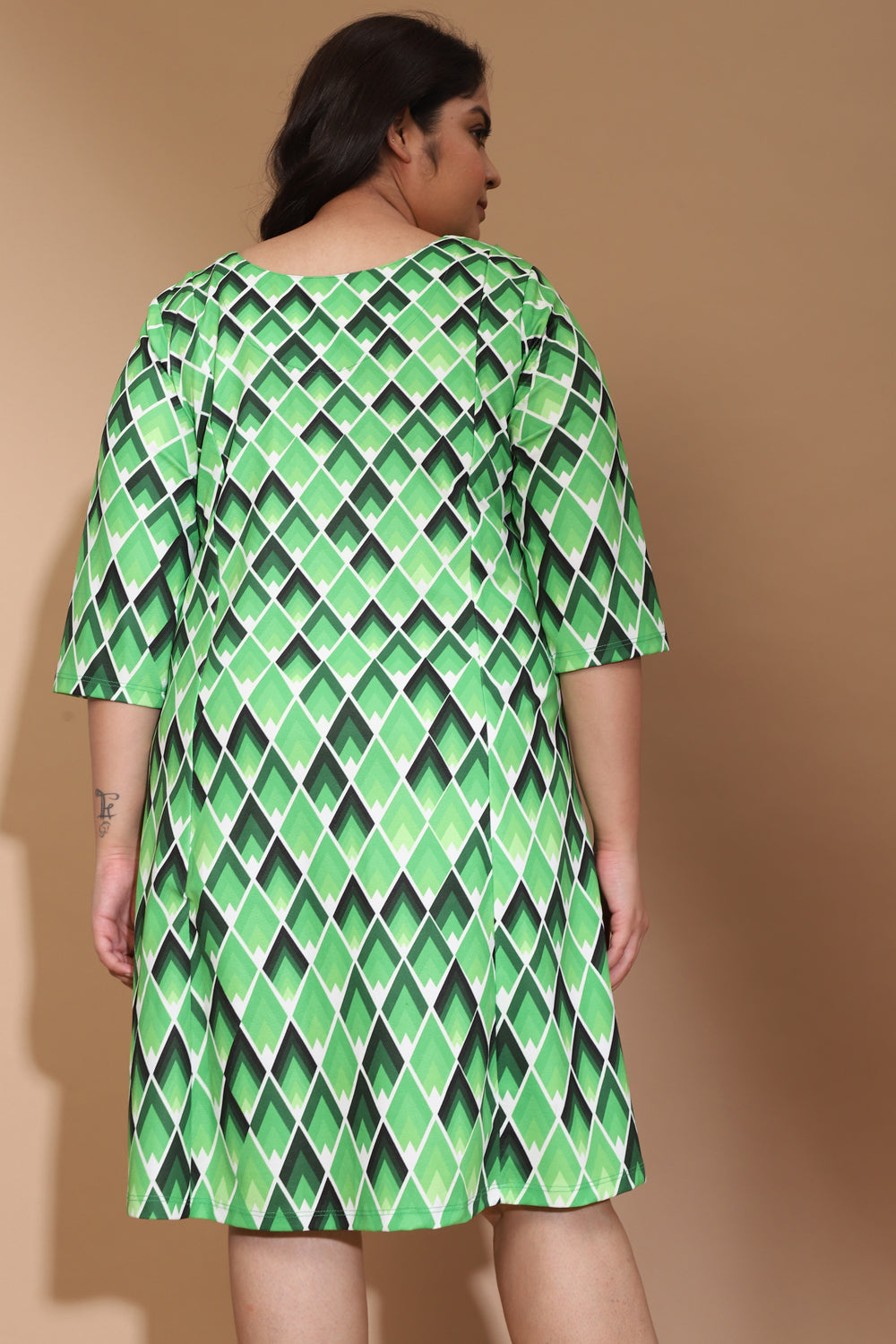 Raining Lime Diamonds Printed Dress for Women