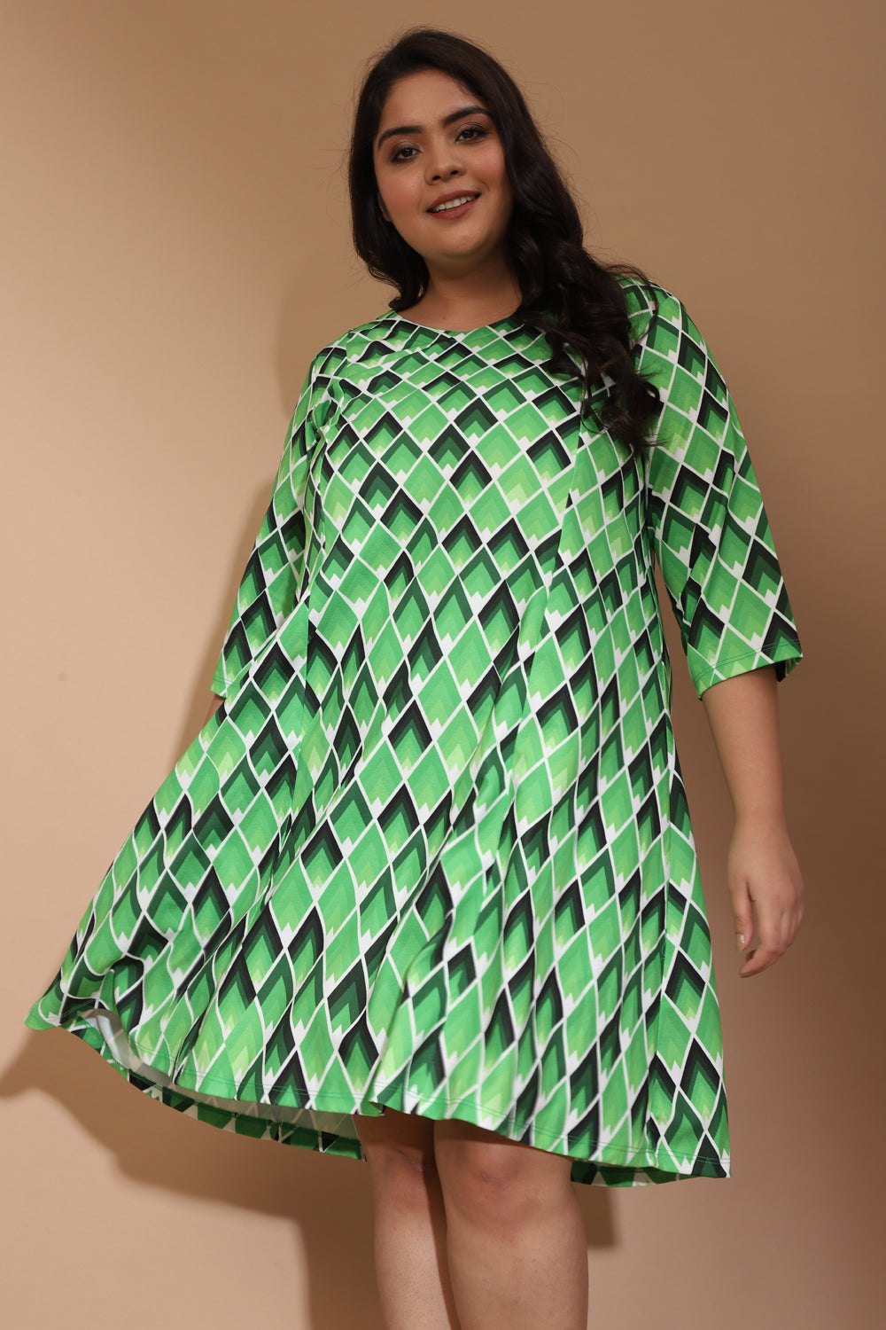Raining Lime Diamonds Printed Dress