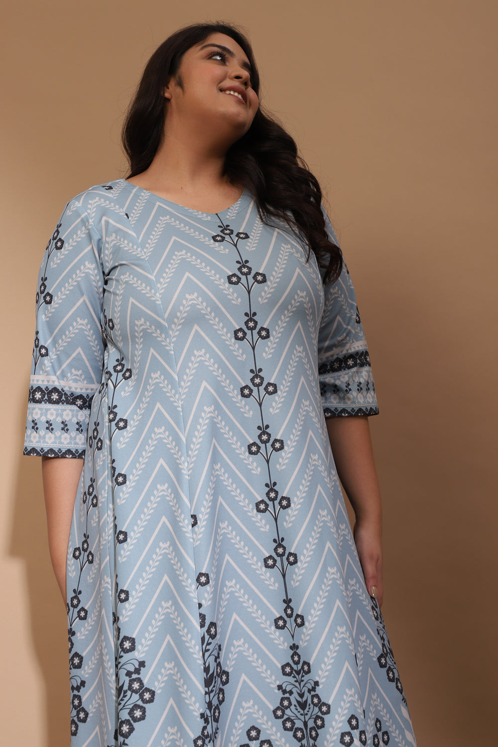 Cool Blue Aaloka Printed Dress for Women