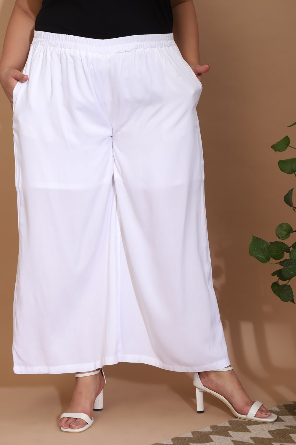 Buy Comfortable Women's Plus Size White Palazzo Pants