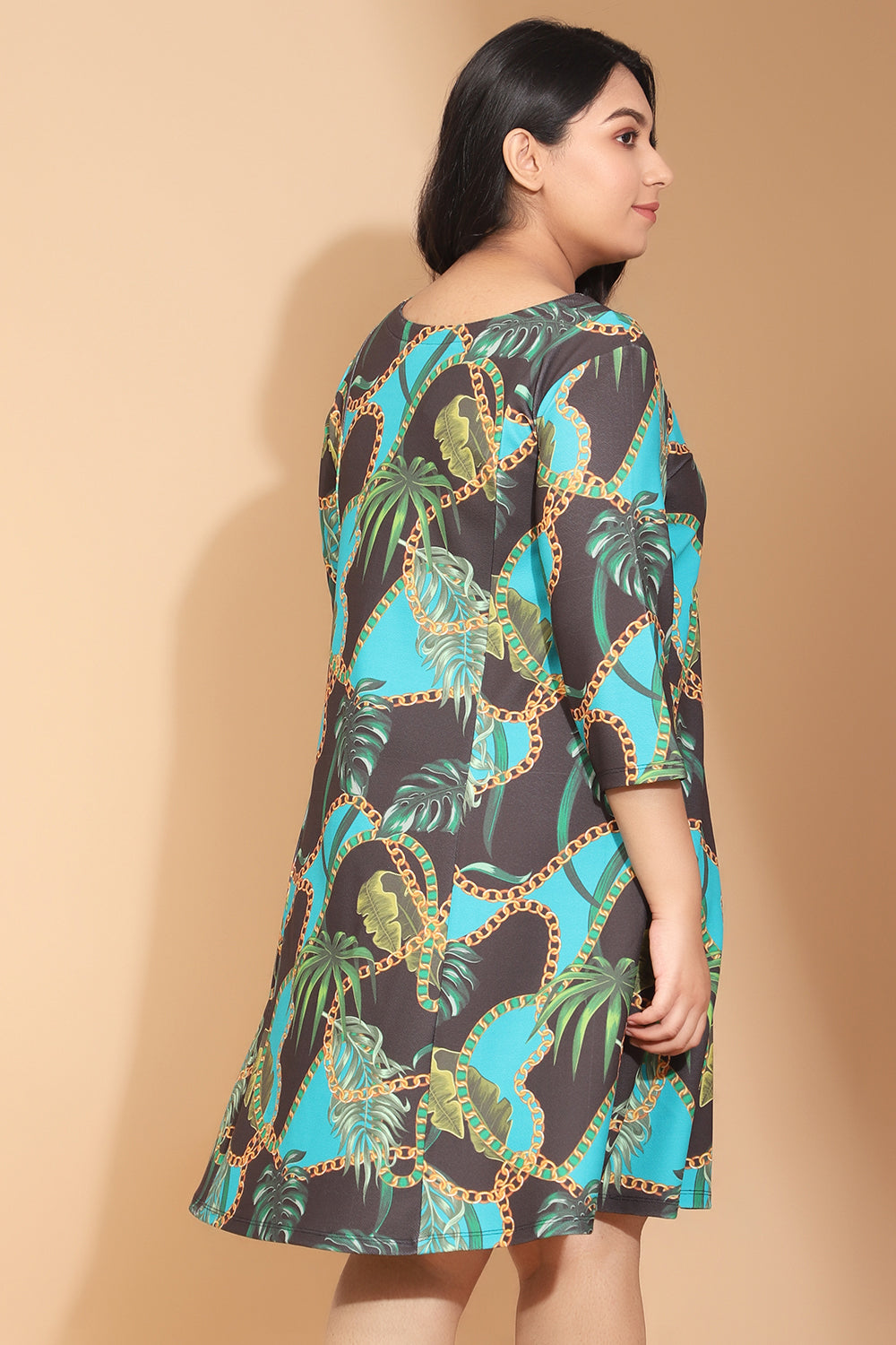 Comfortable Teal Forest Inpired Printed Dress