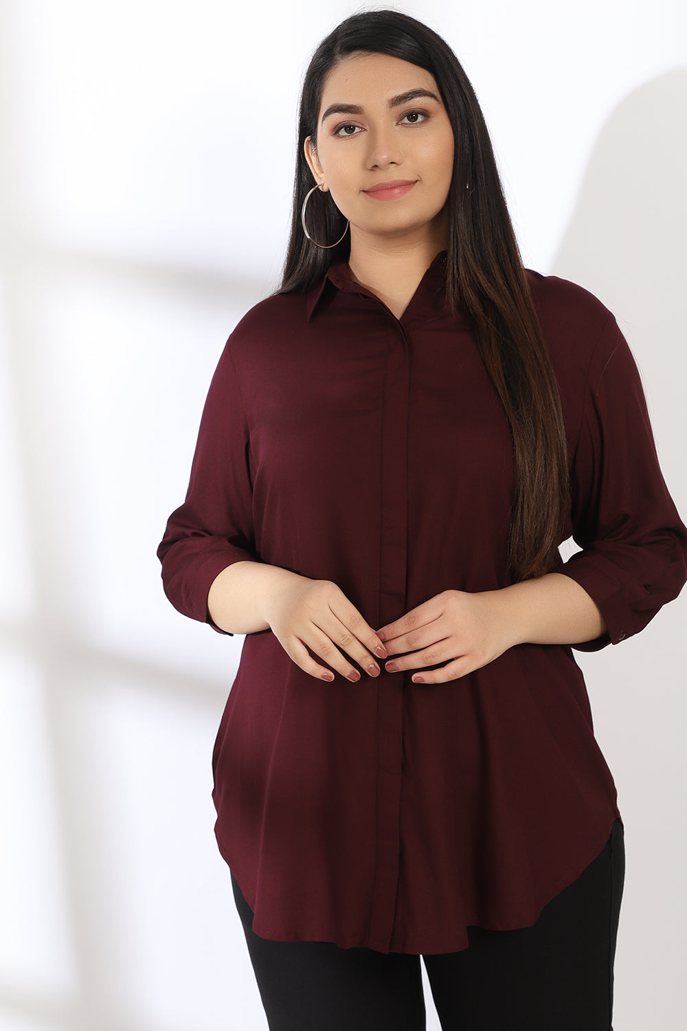 Plum Round Hemline Shirt