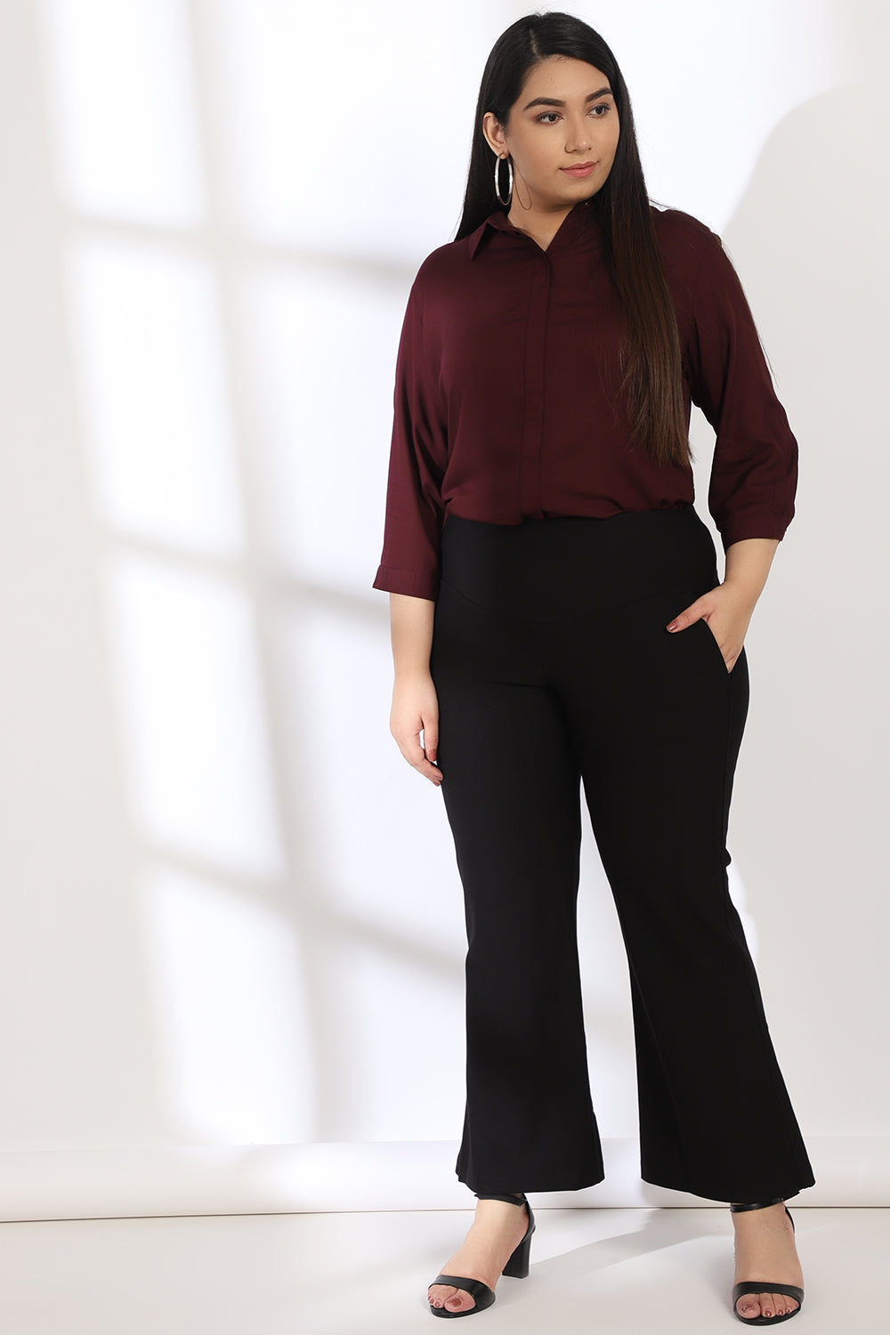 Plum Round Hemline Shirt for Women