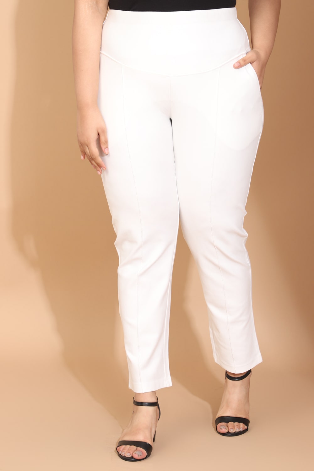 White Crease Seam Tummy Tucker Pants