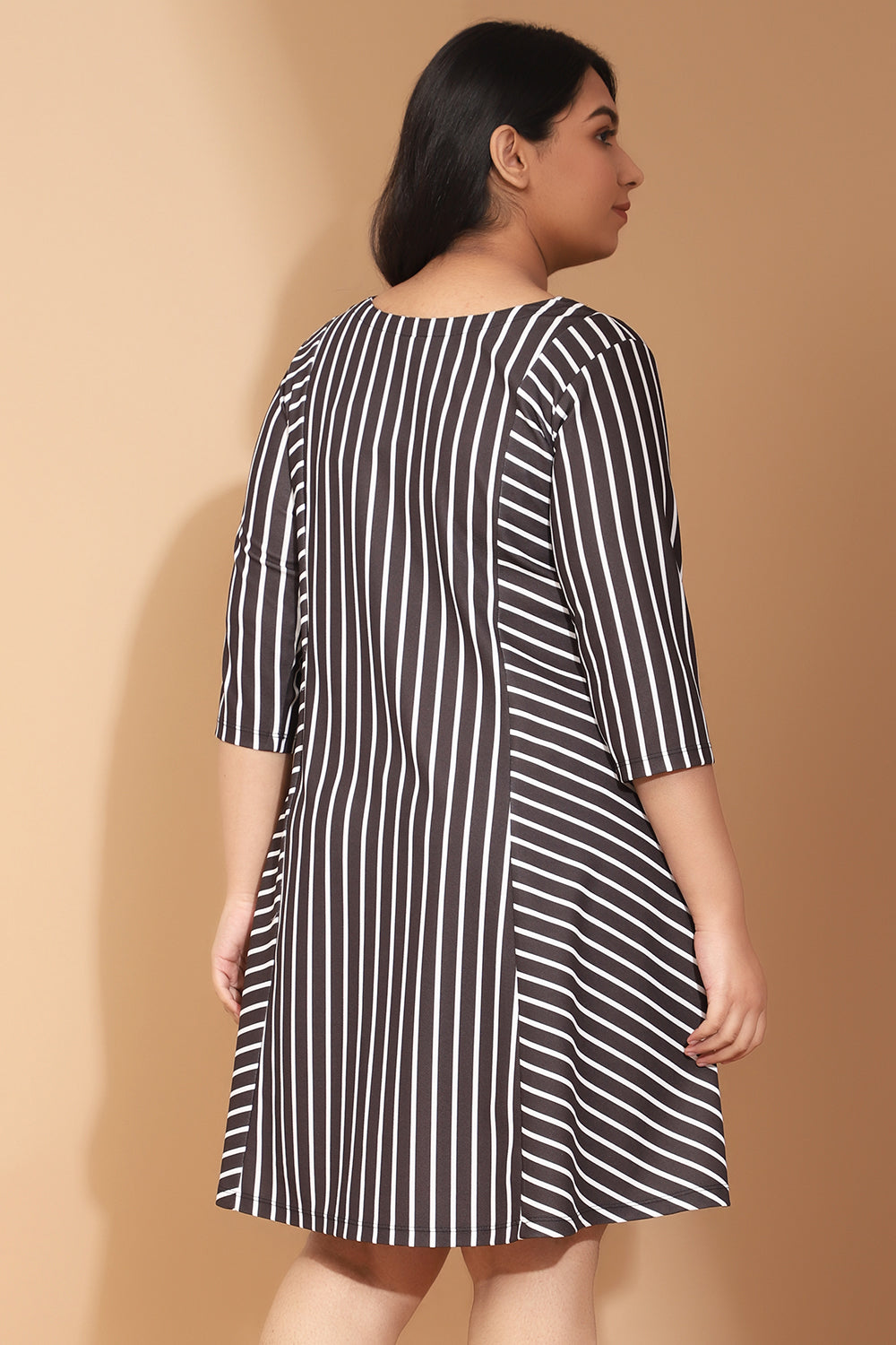 Comfortable Black Striped Printed Dress