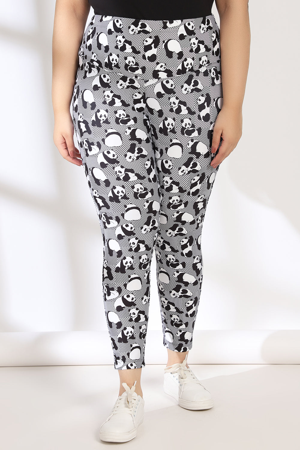 Geomtric Panda Tummy Shaper Printed Jeggings