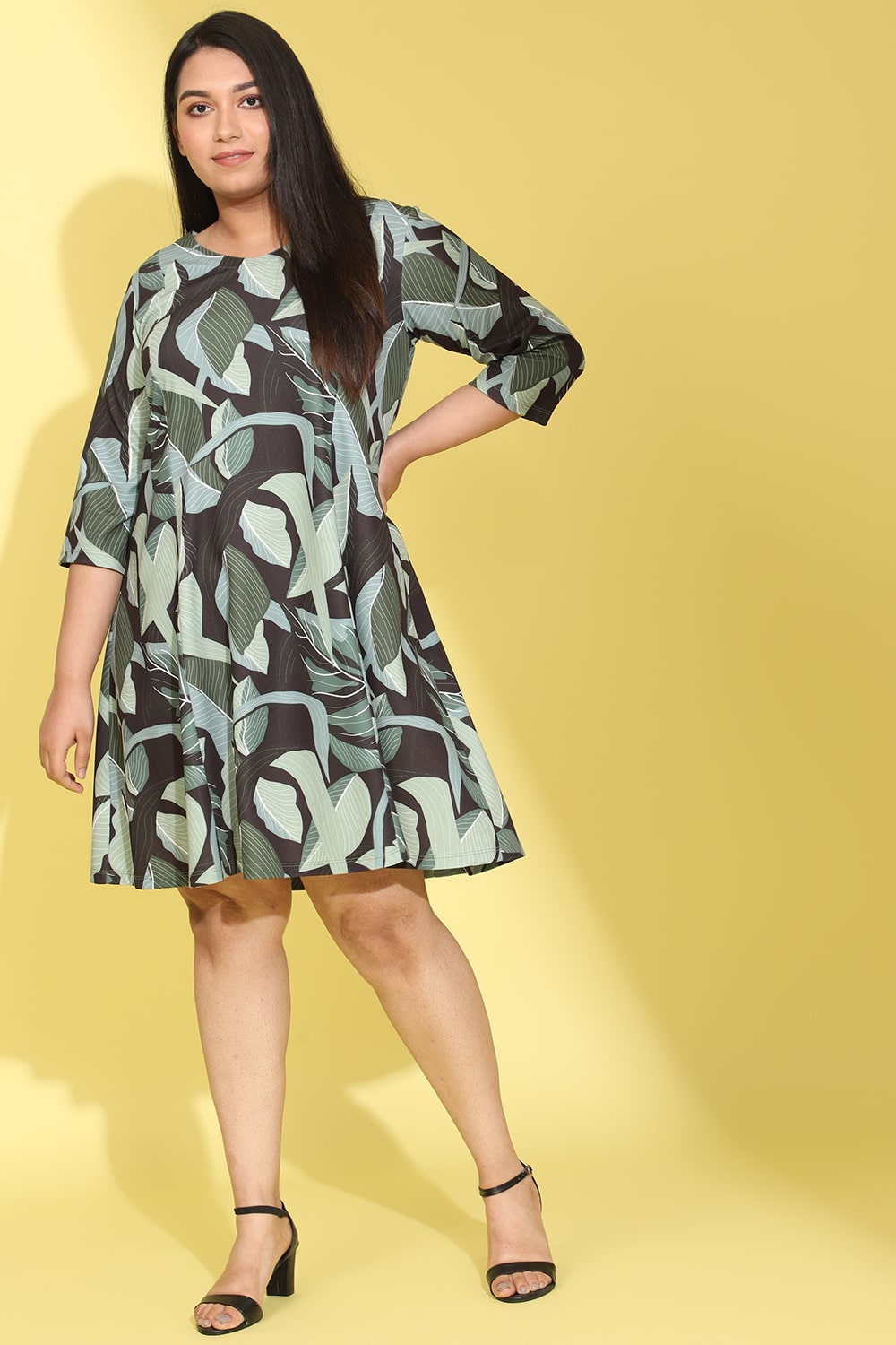 Tropical Leaves Printed Dress