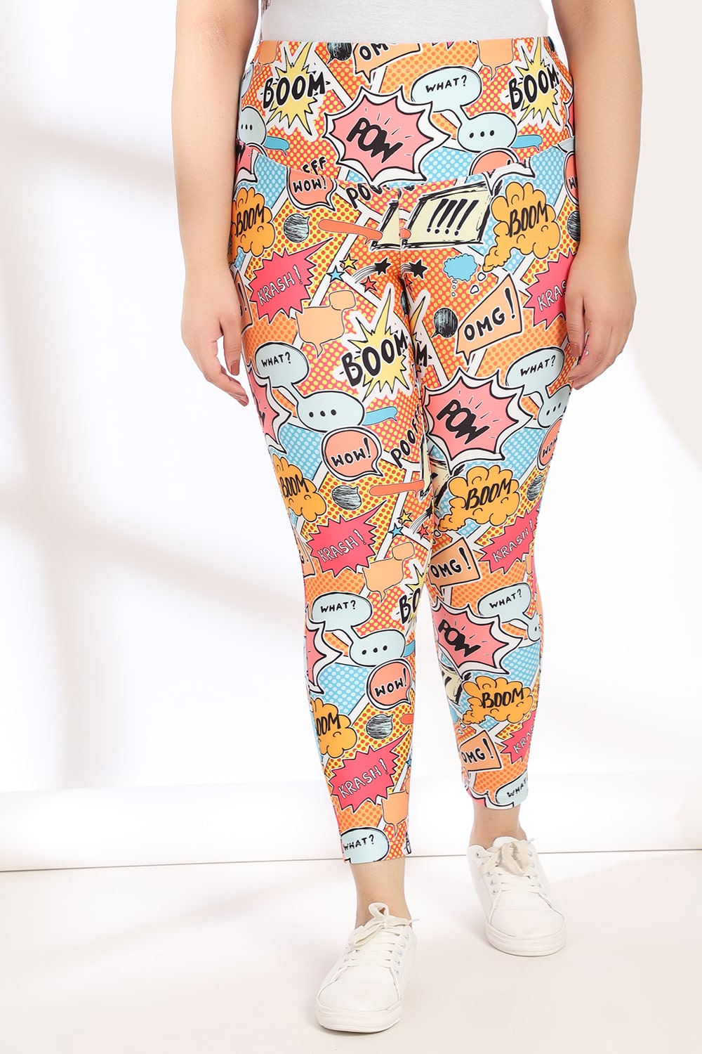 Quirky Comic Tummy Shaper Printed Leggings