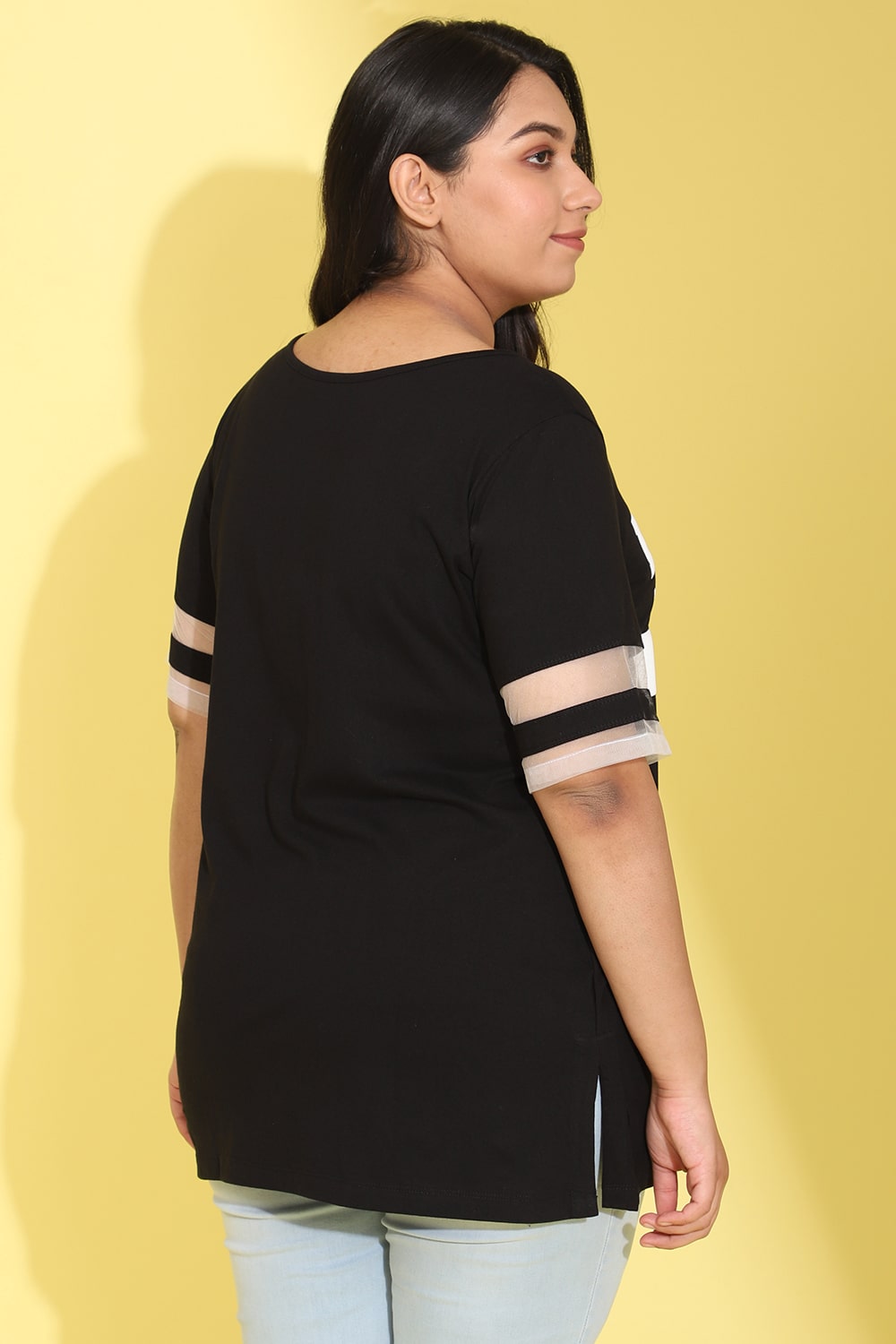 Black Brooklyn Net Panel Top