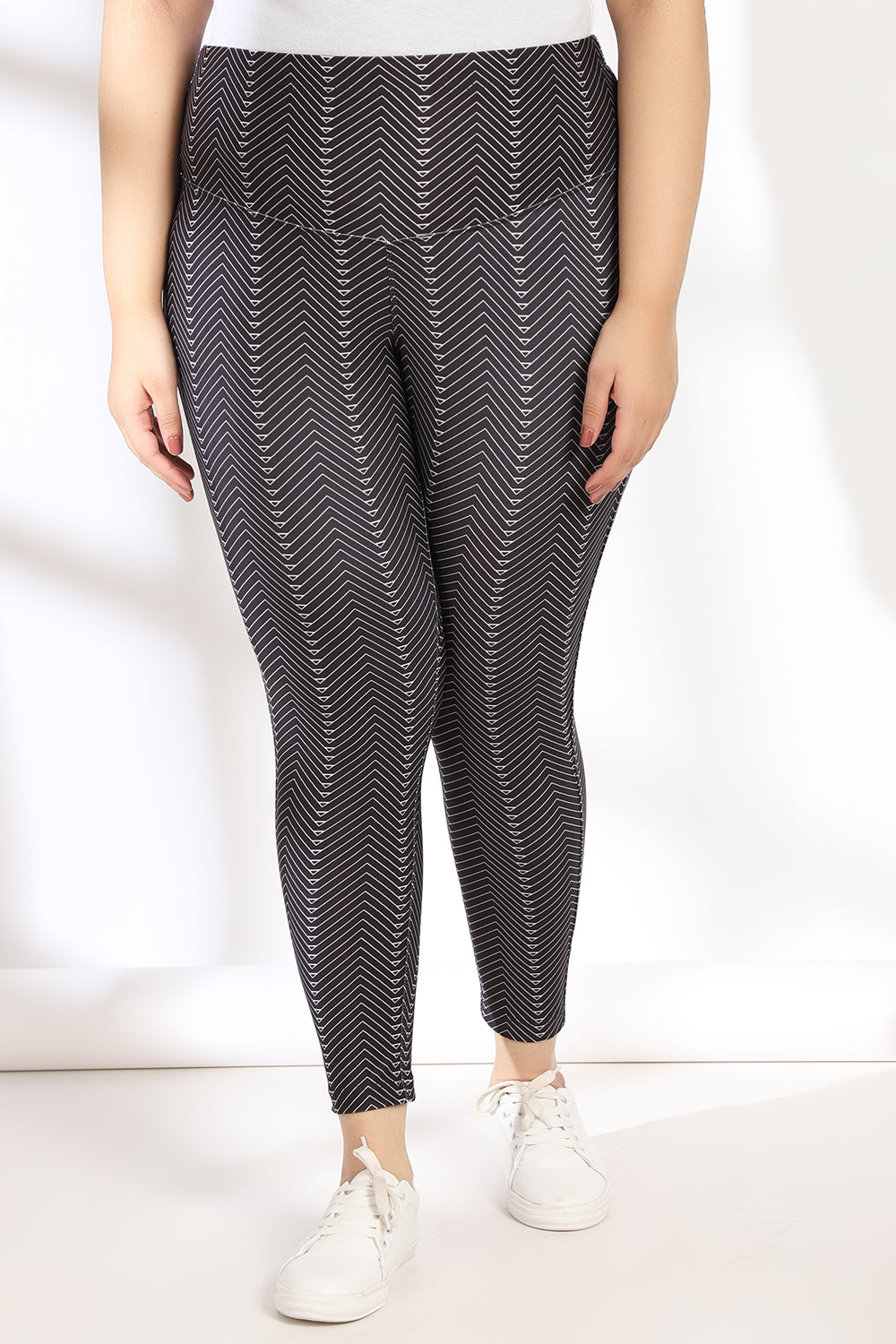 Buy Black Directional Tummy Shaper Printed Leggings
