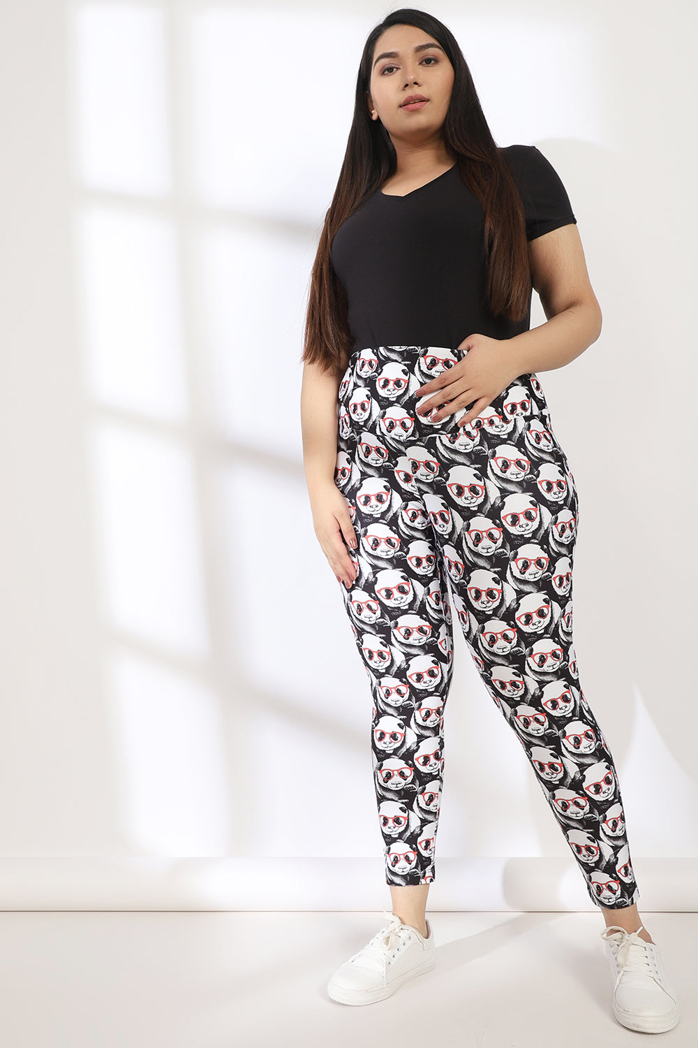 Goggle Panda Tummy Shaper Printed Leggings