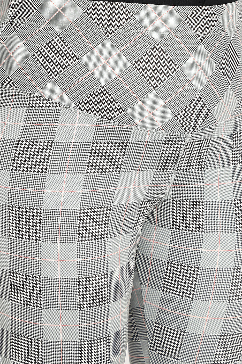 Buy Grey Plaids Tummy Shaper Printed Pants