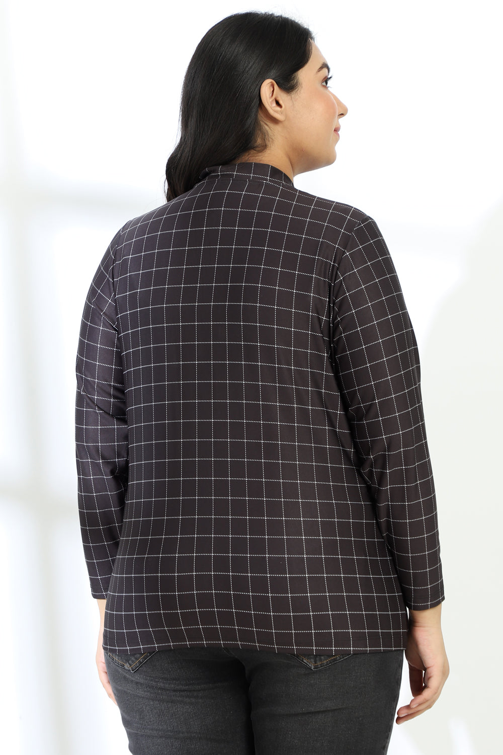 Black White Plaids Printed Jacket