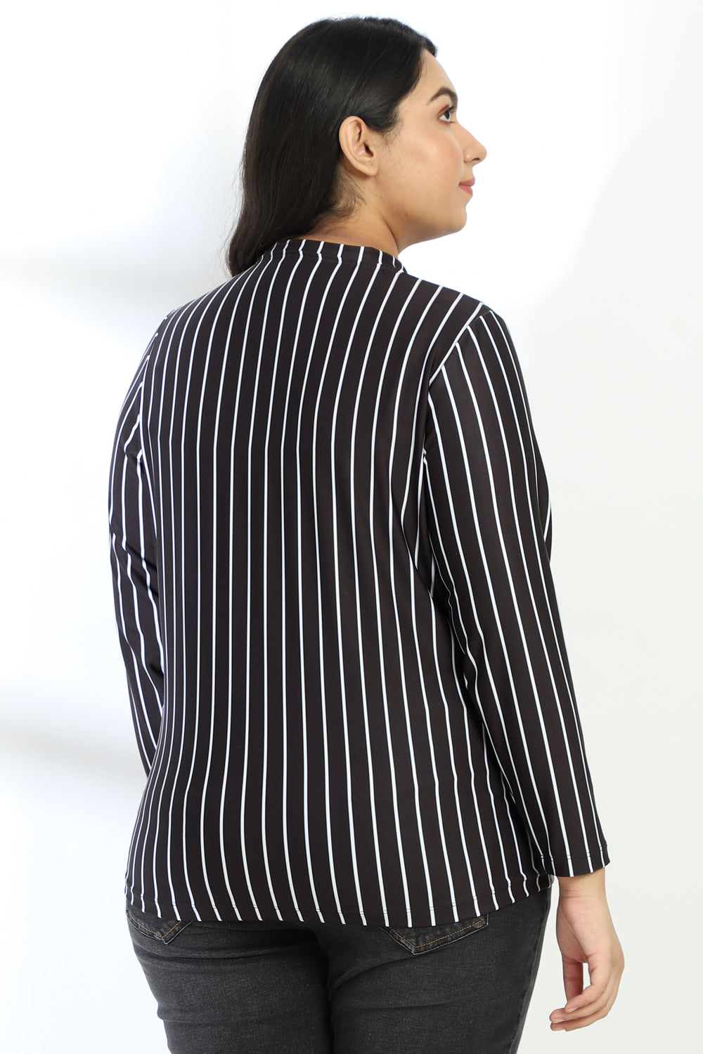 Black White Stripe Printed Jacket