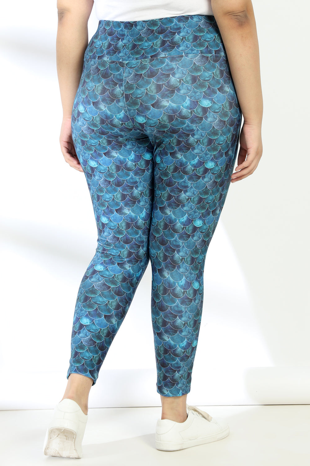 Teal Mermaid Tummy Shaper Printed Leggings