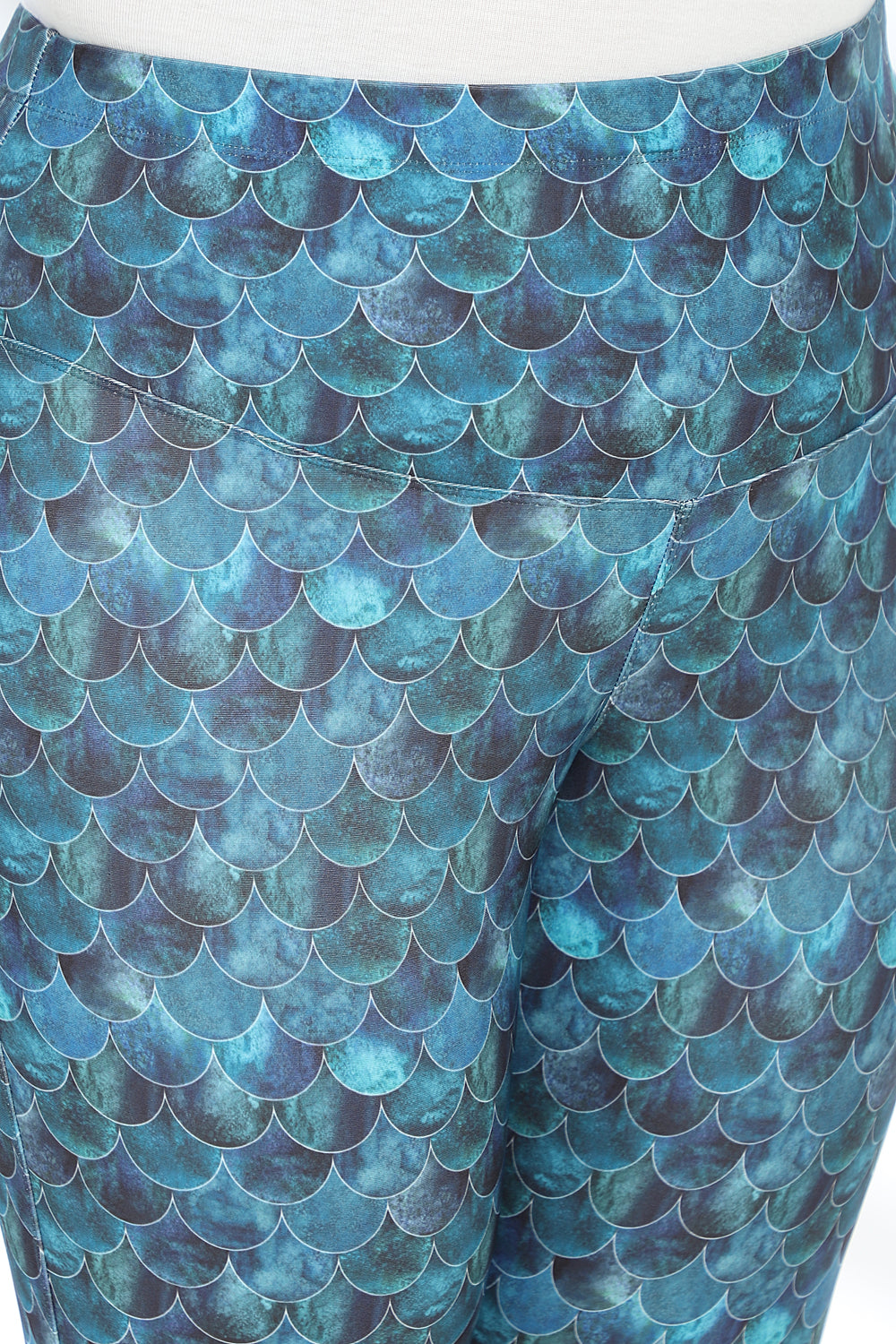 Teal Mermaid Tummy Shaper Printed Leggings