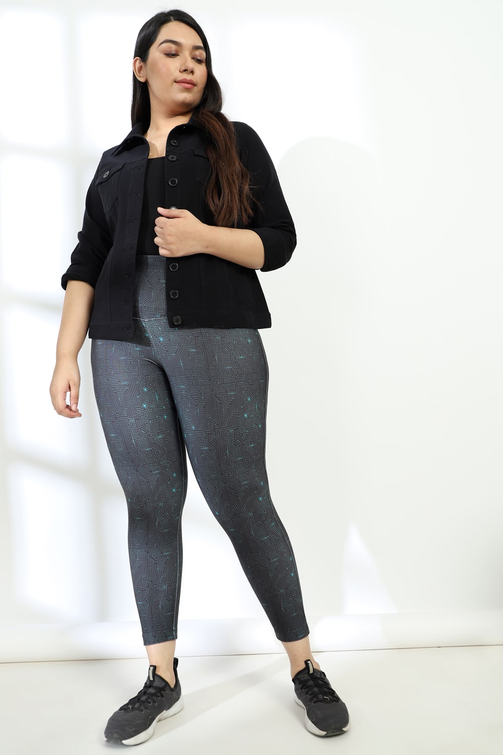 Circuit Pattern Tummy Shaper Printed Leggings