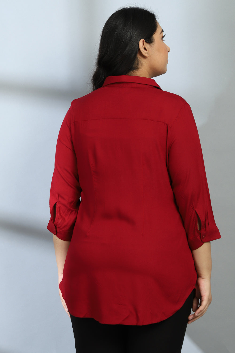 Red Round Hemline Shirt