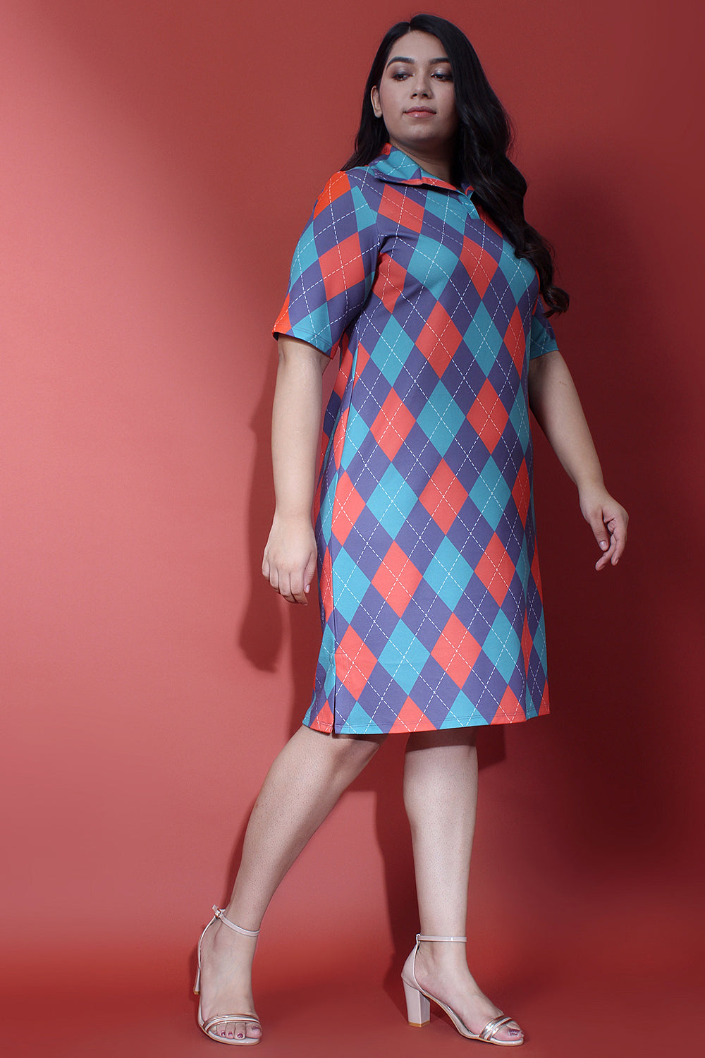 Pop Argyle Printed Polo Dress