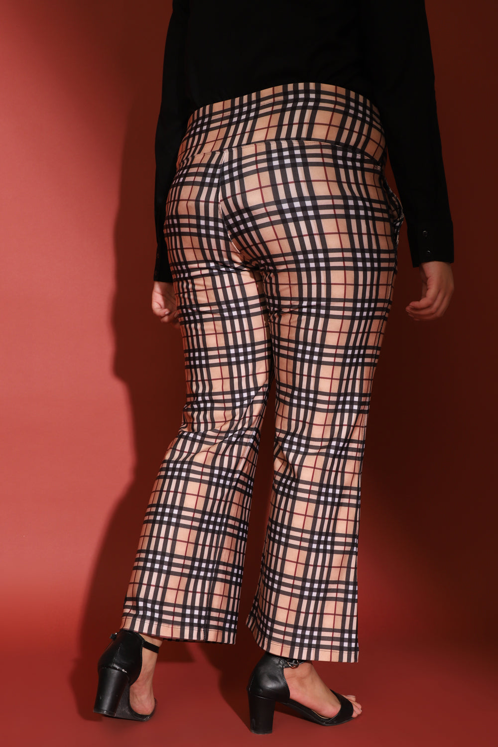 Comfortable Nova Check Bootcut Formal Trousers